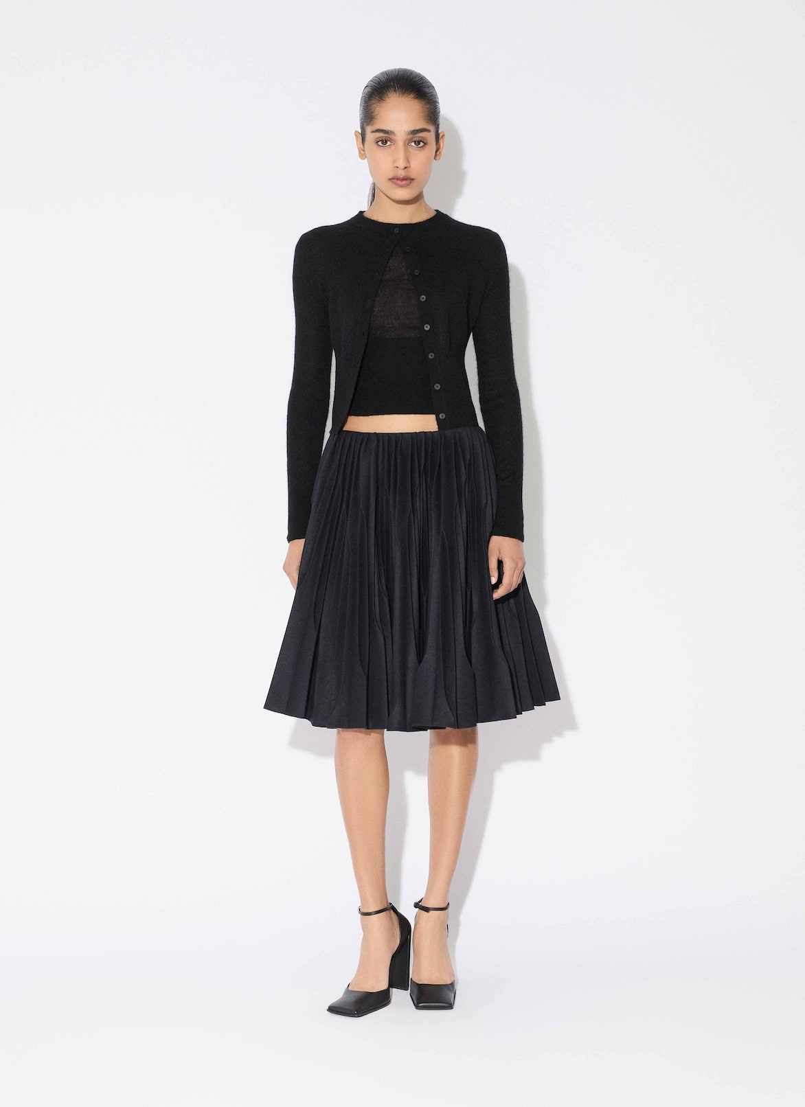 MERINO FLANNEL PLEATED SKIRT ALAÏA MARINE MERINO FLANNEL PLEATED SKIRT